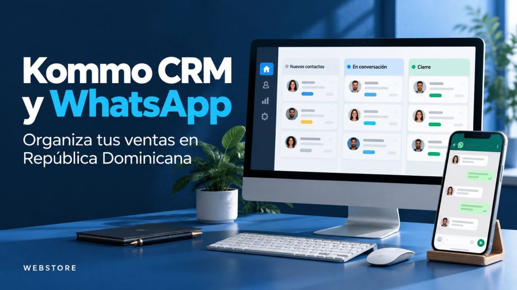 lustración de un CRM de ventas y conversaciones de WhatsApp para empresas en República Dominicana